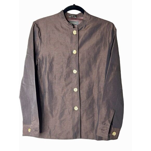 Banana Republic Jacket Women’s Brown Metallic Linen Blend Jacket Made In Italy 4 - Picture 2 of 4